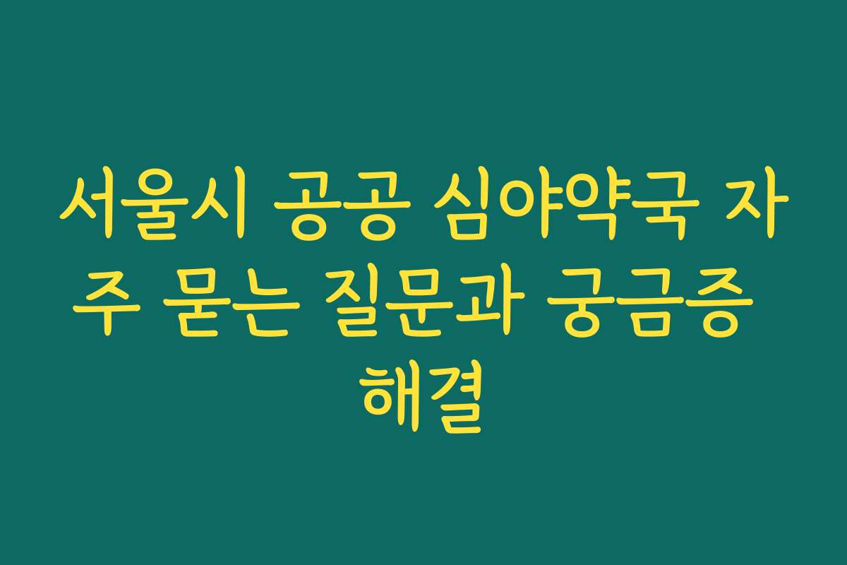 서울시 공공 심야약국 자주 묻는 질문과 궁금증 해결