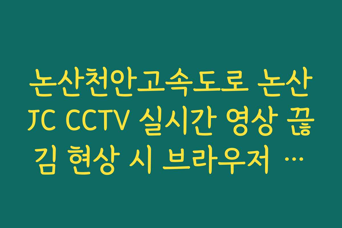 논산천안고속도로 논산JC CCTV 실시간 영상 끊김 현상 시 브라우저 설정 팁