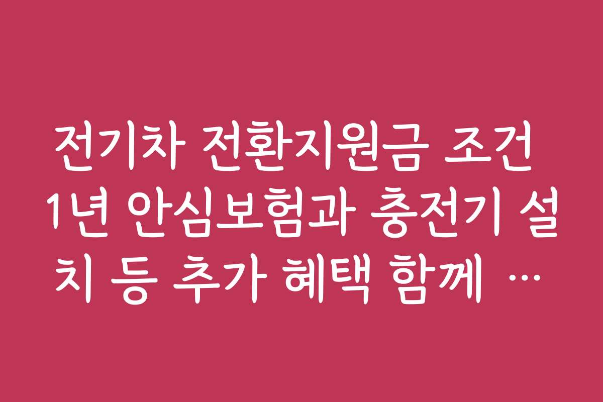 전기차 전환지원금 조건 1년 안심보험과 충전기 설치 등 추가 혜택 함께 살펴보기
