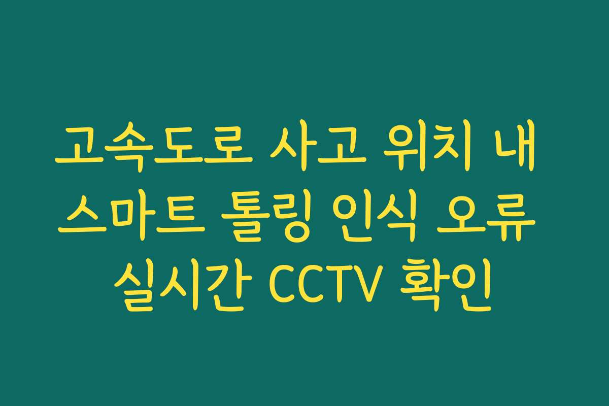 고속도로 사고 위치 내 스마트 톨링 인식 오류 실시간 CCTV 확인