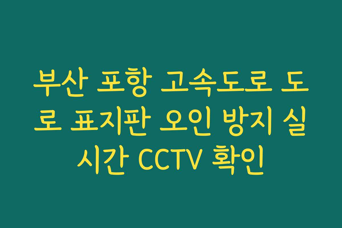 부산 포항 고속도로 도로 표지판 오인 방지 실시간 CCTV 확인