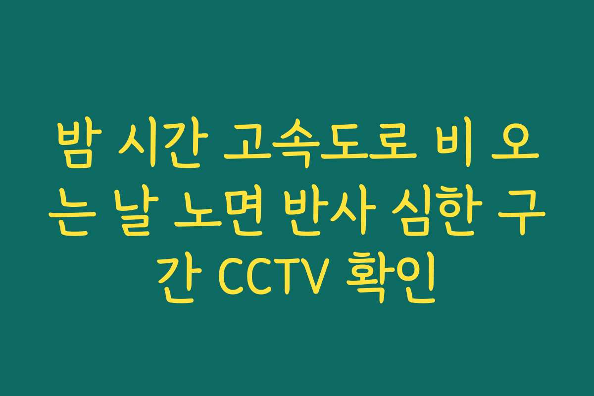 밤 시간 고속도로 비 오는 날 노면 반사 심한 구간 CCTV 확인
