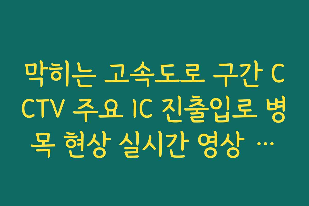 막히는 고속도로 구간 CCTV 주요 IC 진출입로 병목 현상 실시간 영상 비교