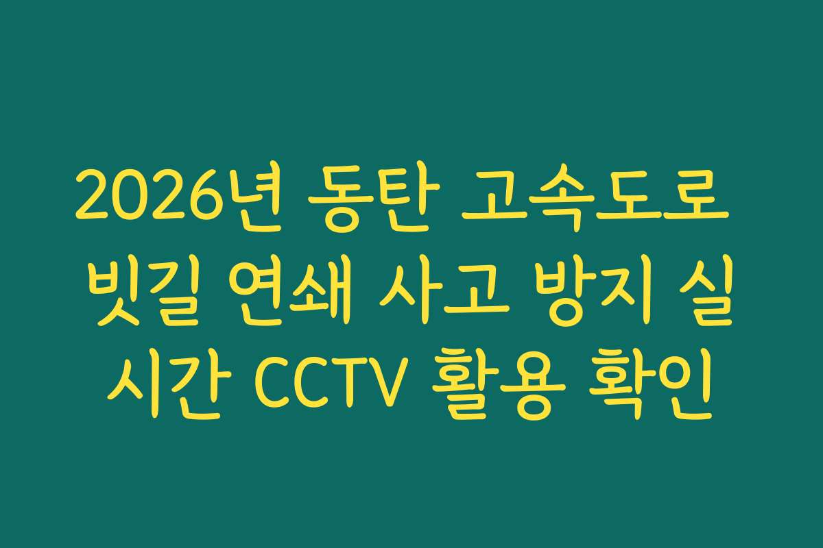 2026년 동탄 고속도로 빗길 연쇄 사고 방지 실시간 CCTV 활용 확인