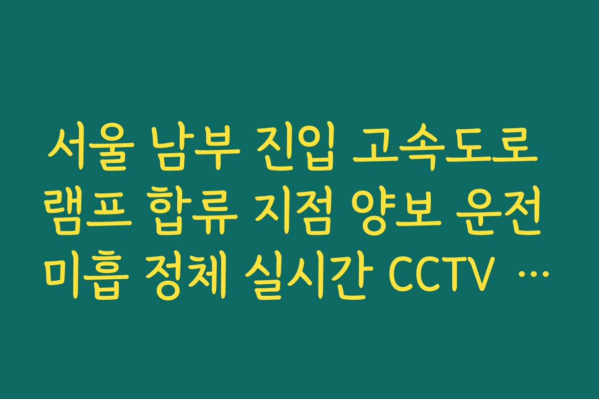 서울 남부 진입 고속도로 램프 합류 지점 양보 운전 미흡 정체 실시간 CCTV 확인
