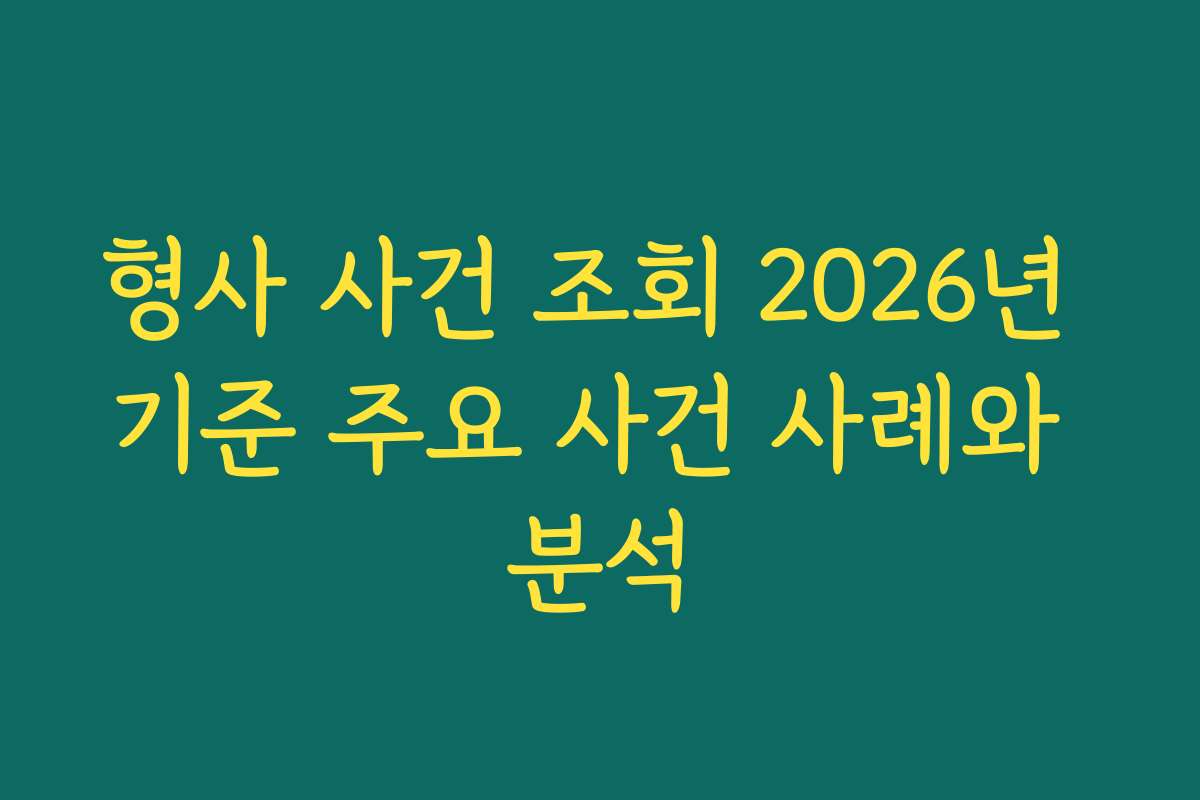 형사 사건 조회 2026년 기준 주요 사건 사례와 분석