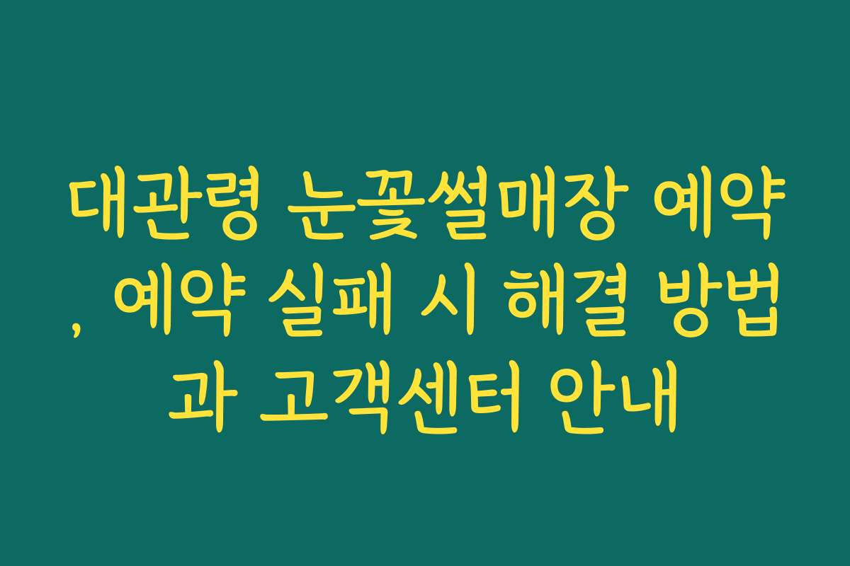 대관령 눈꽃썰매장 예약, 예약 실패 시 해결 방법과 고객센터 안내