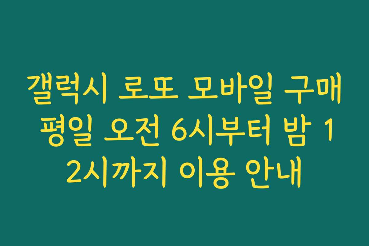 갤럭시 로또 모바일 구매 평일 오전 6시부터 밤 12시까지 이용 안내