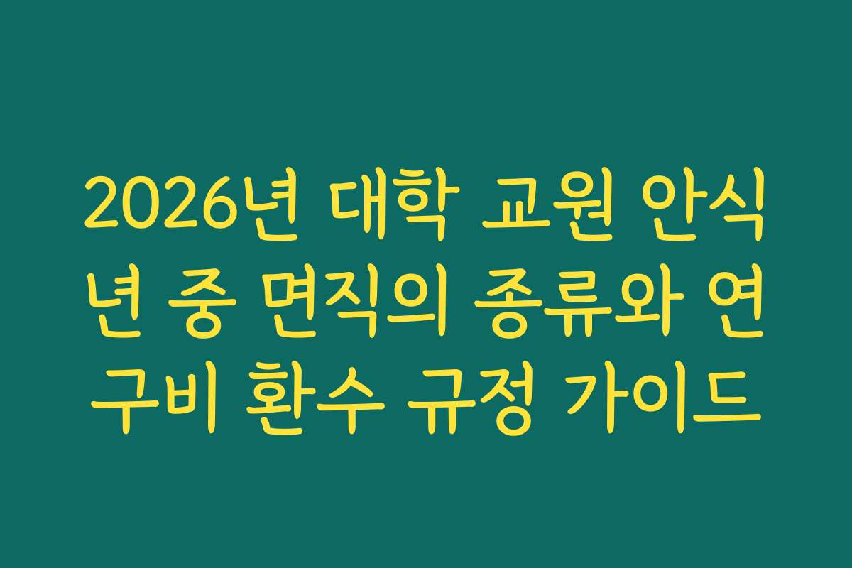 2026년 대학 교원 안식년 중 면직의 종류와 연구비 환수 규정 가이드