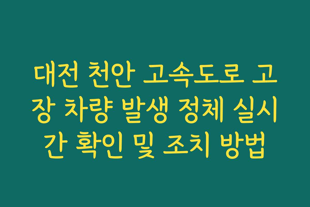 대전 천안 고속도로 고장 차량 발생 정체 실시간 확인 및 조치 방법