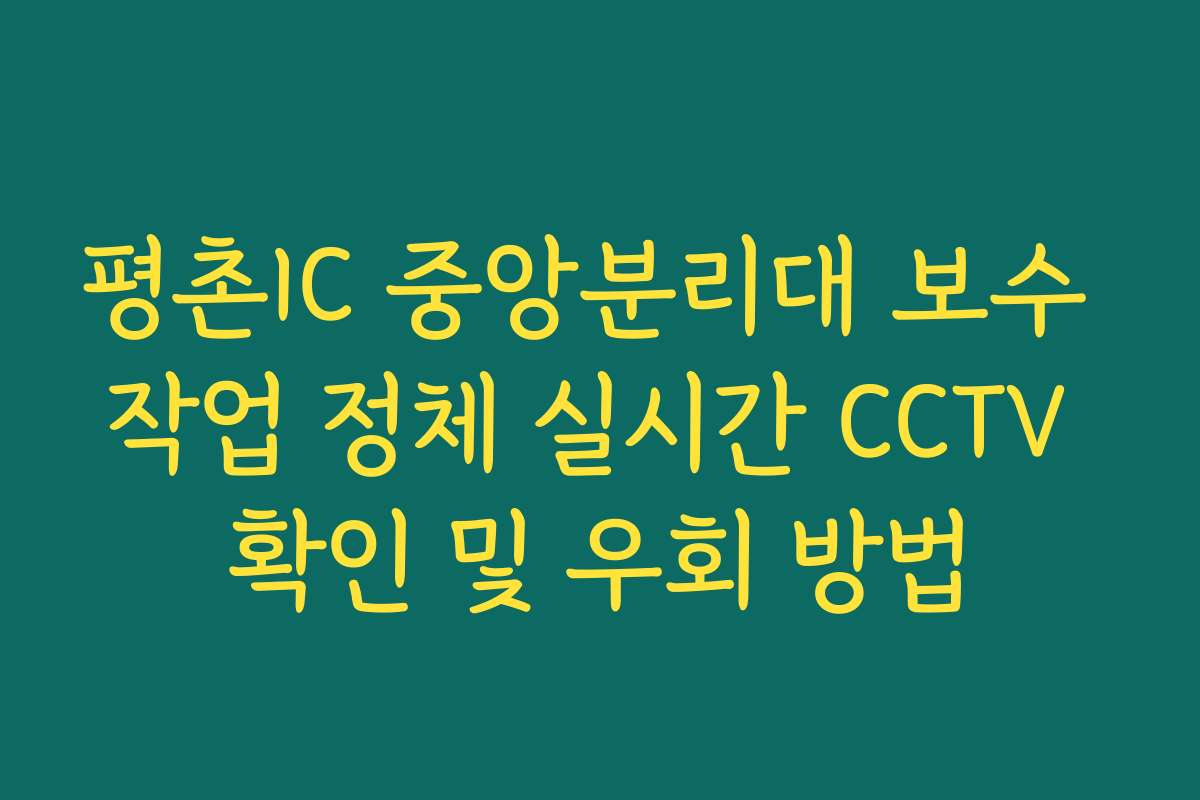 평촌IC 중앙분리대 보수 작업 정체 실시간 CCTV 확인 및 우회 방법