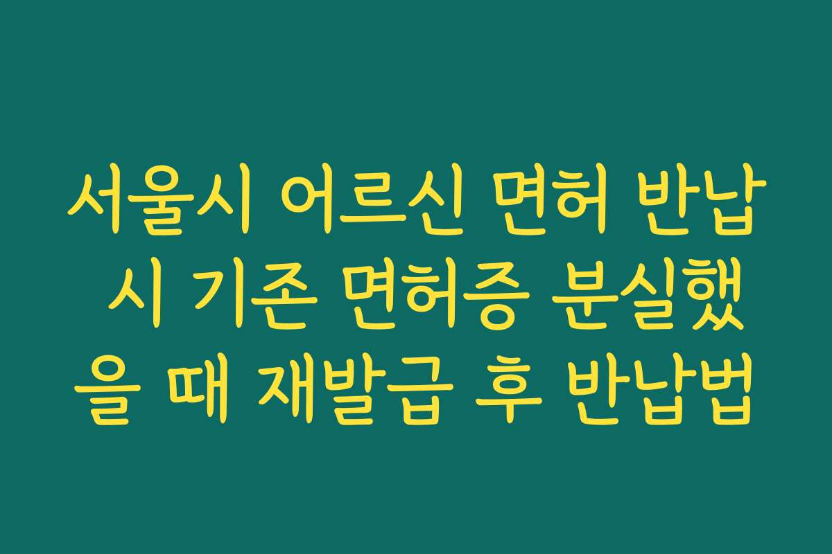 서울시 어르신 면허 반납 시 기존 면허증 분실했을 때 재발급 후 반납법