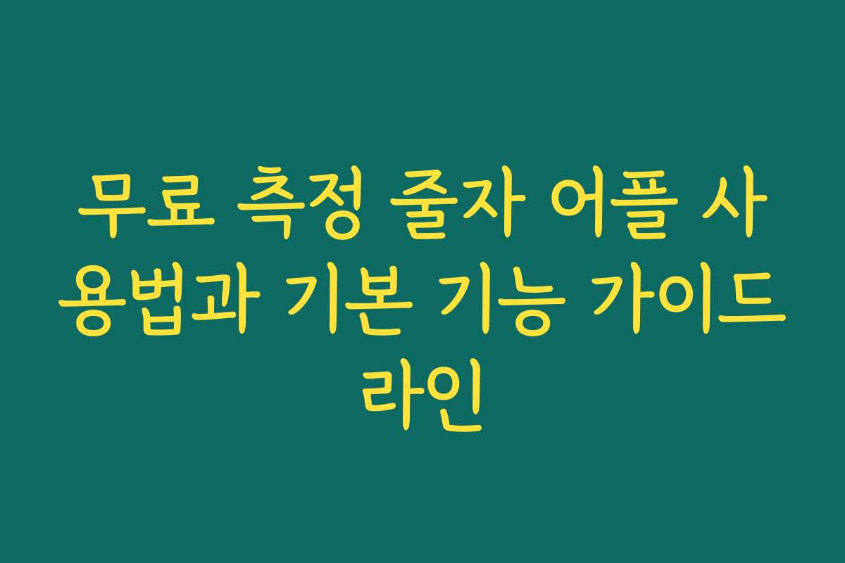 무료 측정 줄자 어플 사용법과 기본 기능 가이드라인