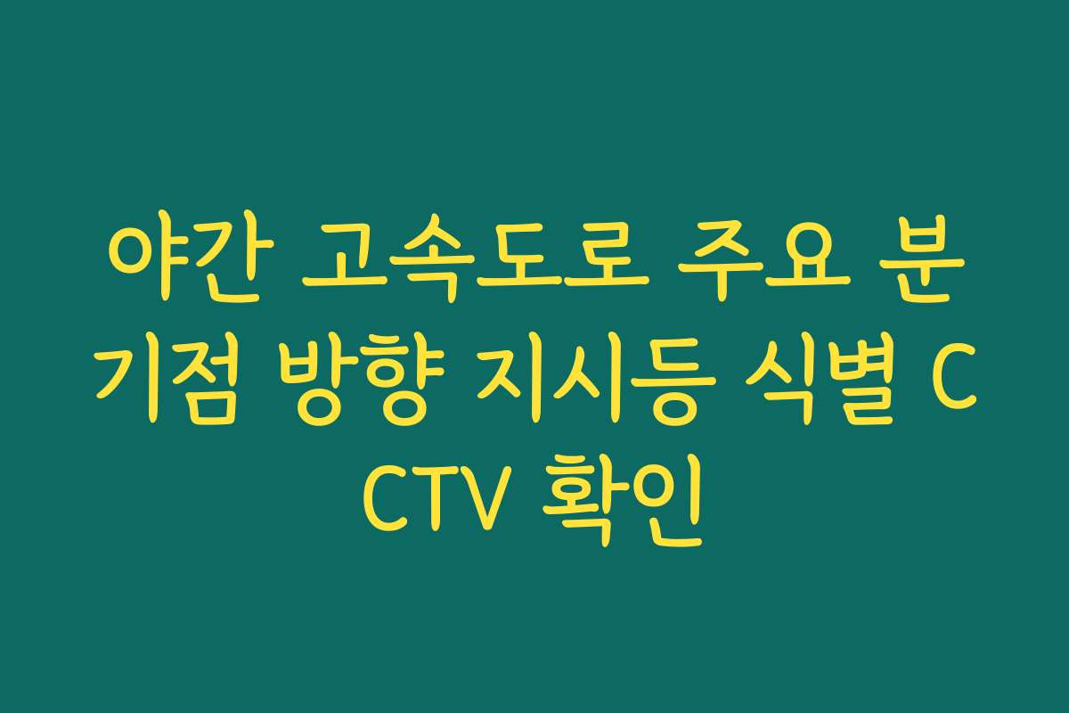 야간 고속도로 주요 분기점 방향 지시등 식별 CCTV 확인