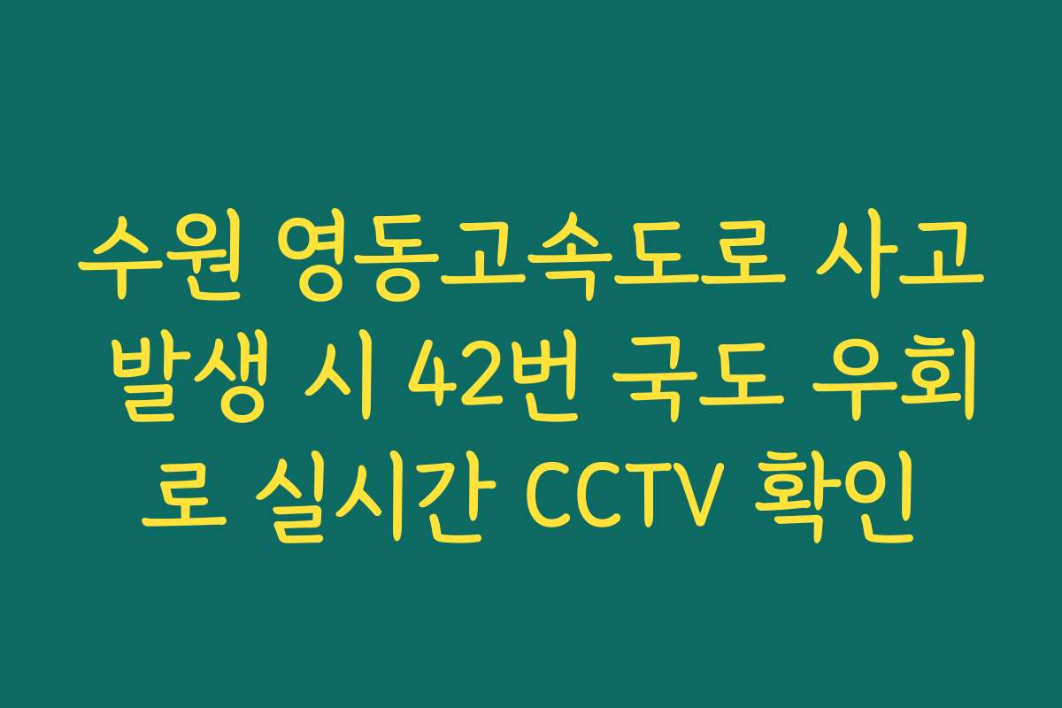 수원 영동고속도로 사고 발생 시 42번 국도 우회로 실시간 CCTV 확인