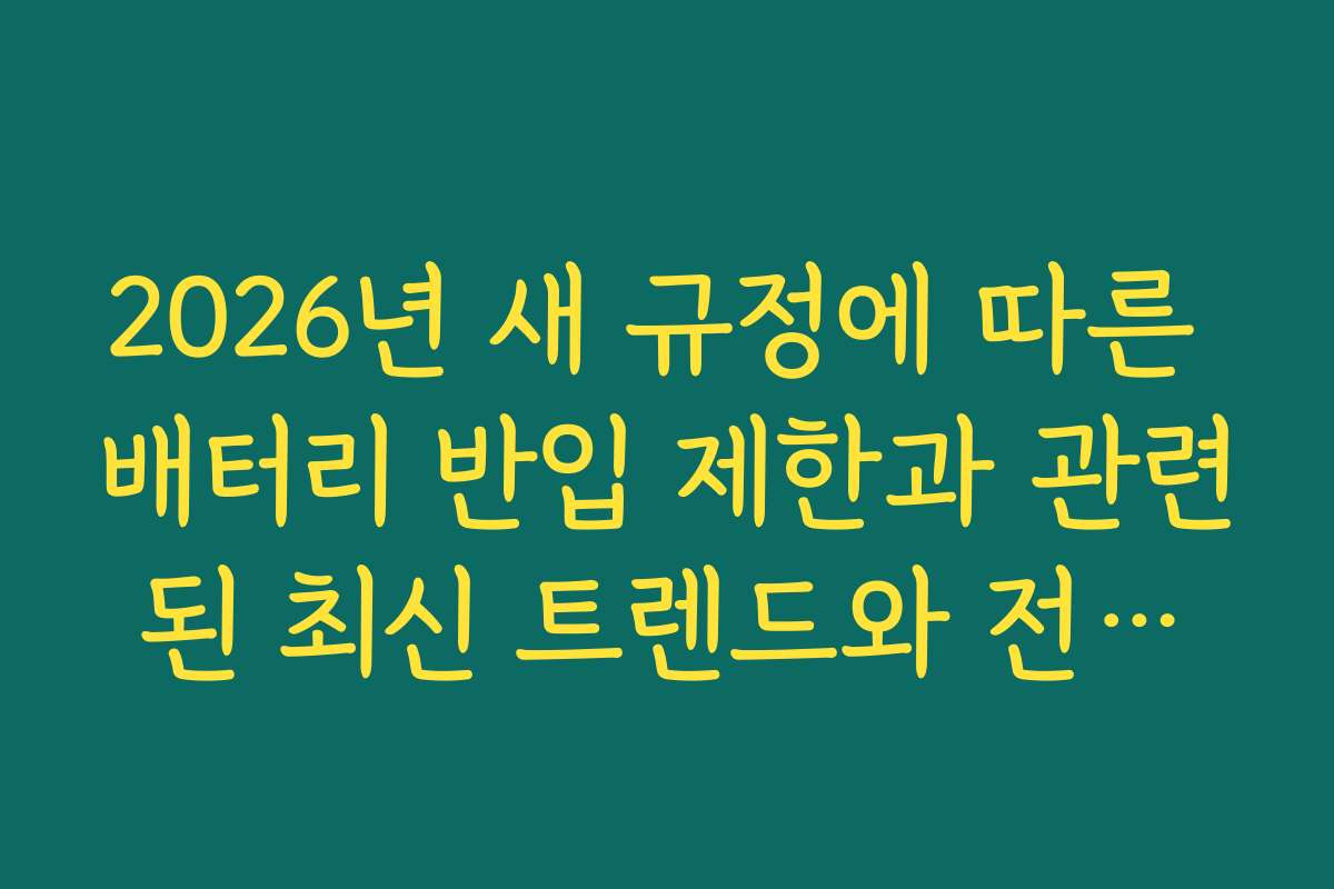 2026년 새 규정에 따른 배터리 반입 제한과 관련된 최신 트렌드와 전망을 소개합니다