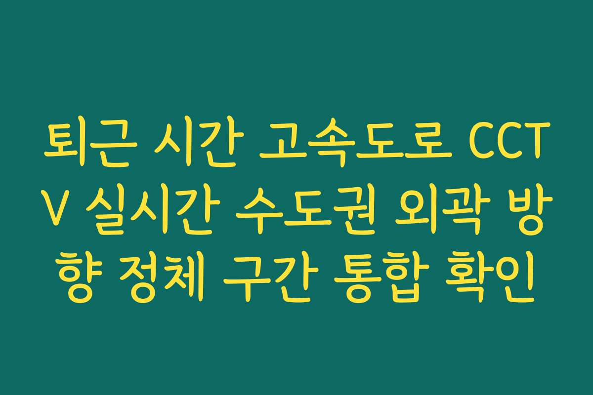 퇴근 시간 고속도로 CCTV 실시간 수도권 외곽 방향 정체 구간 통합 확인