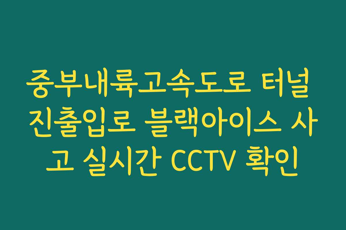 중부내륙고속도로 터널 진출입로 블랙아이스 사고 실시간 CCTV 확인