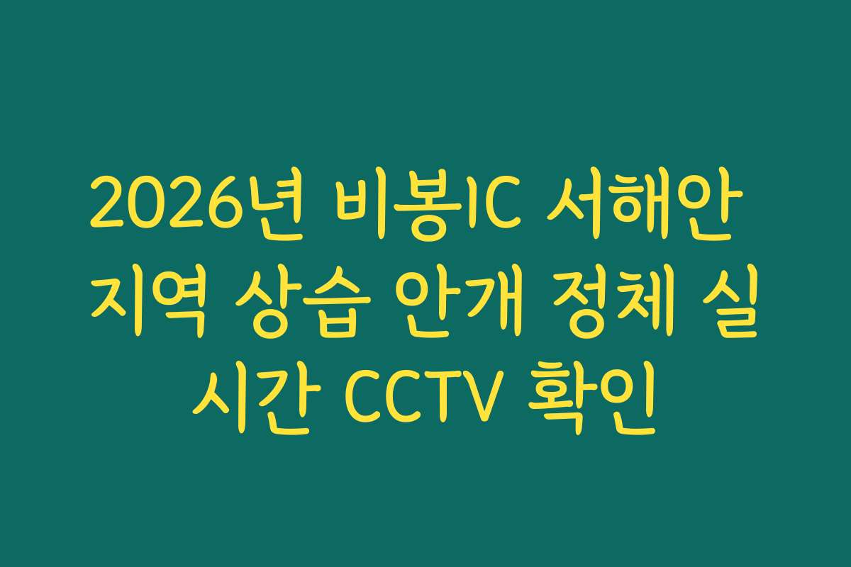 2026년 비봉IC 서해안 지역 상습 안개 정체 실시간 CCTV 확인