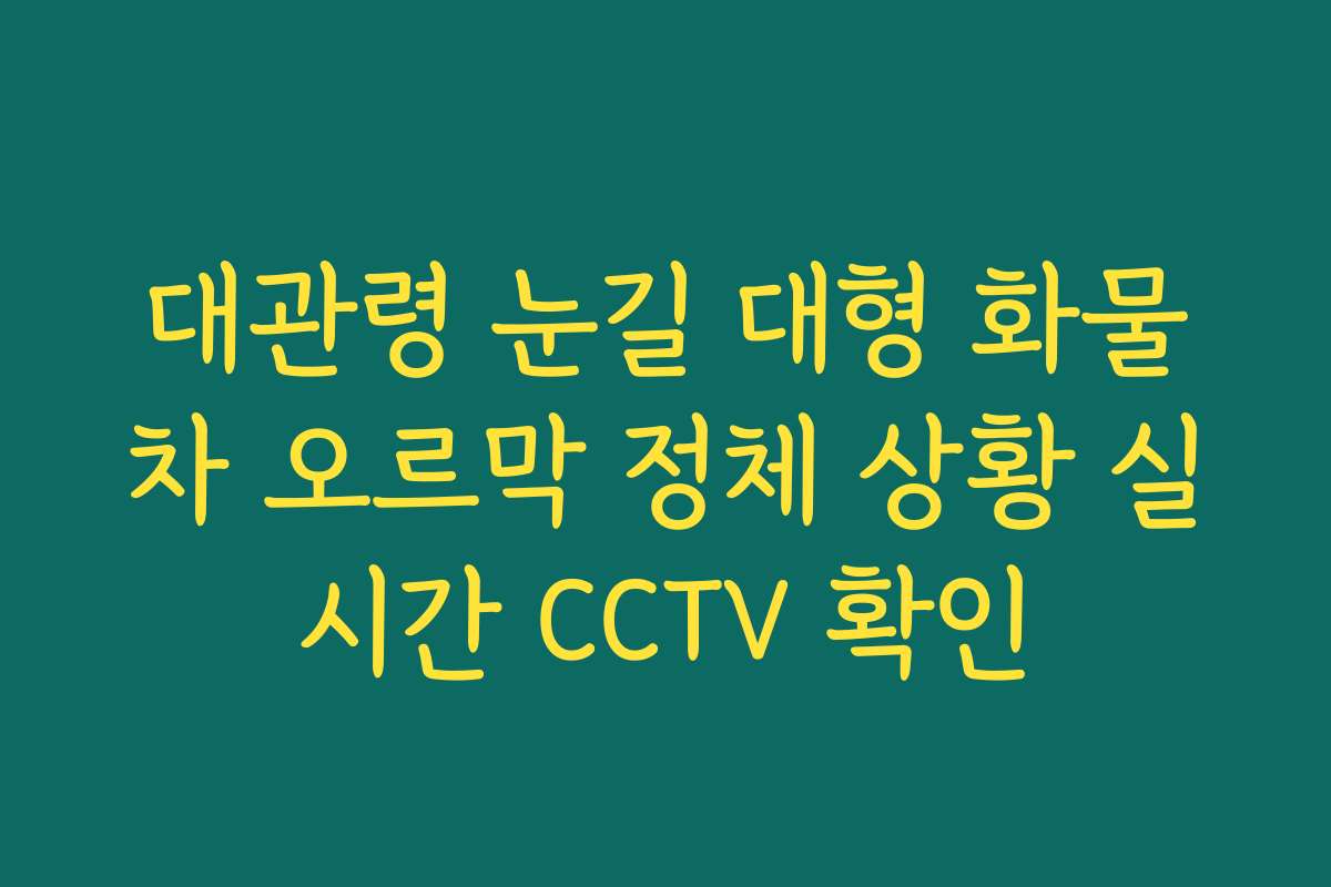 대관령 눈길 대형 화물차 오르막 정체 상황 실시간 CCTV 확인