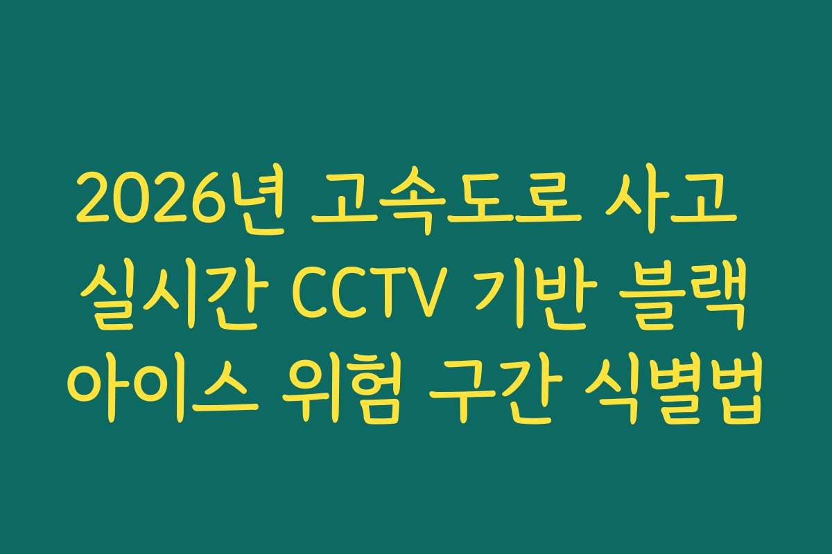 2026년 고속도로 사고 실시간 CCTV 기반 블랙아이스 위험 구간 식별법