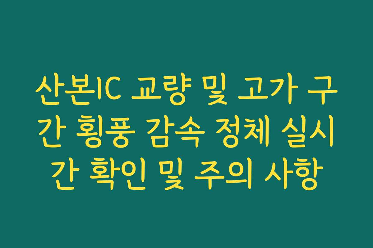 산본IC 교량 및 고가 구간 횡풍 감속 정체 실시간 확인 및 주의 사항