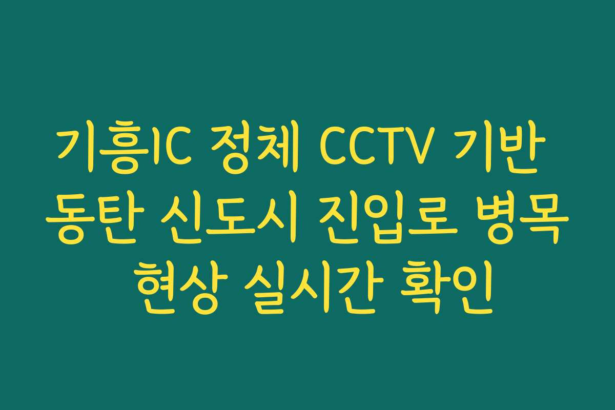 기흥IC 정체 CCTV 기반 동탄 신도시 진입로 병목 현상 실시간 확인
