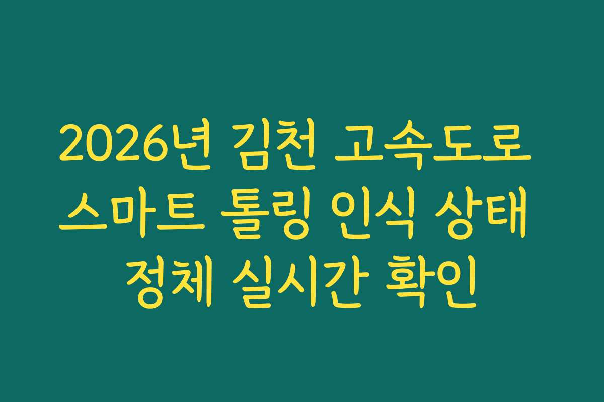 2026년 김천 고속도로 스마트 톨링 인식 상태 정체 실시간 확인