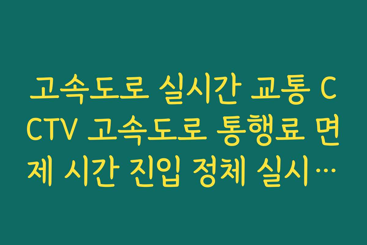 고속도로 실시간 교통 CCTV 고속도로 통행료 면제 시간 진입 정체 실시간 안내