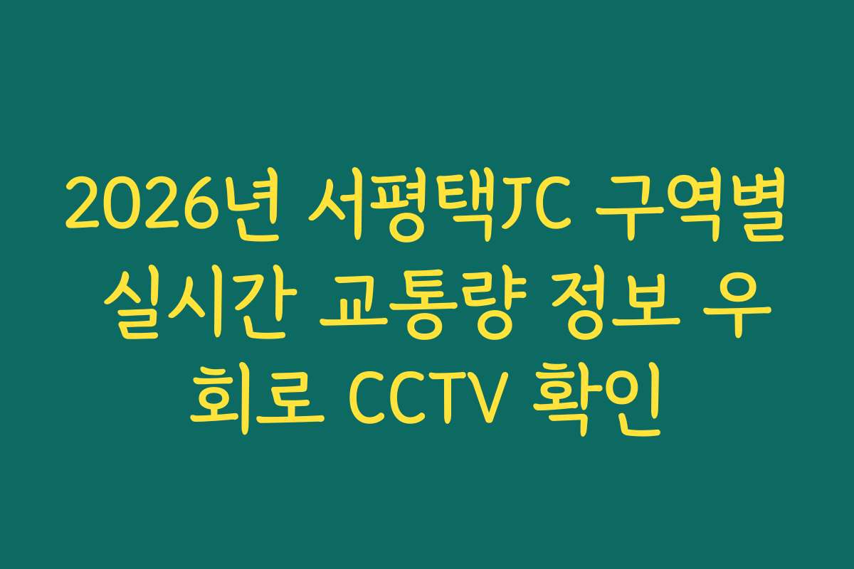 2026년 서평택JC 구역별 실시간 교통량 정보 우회로 CCTV 확인