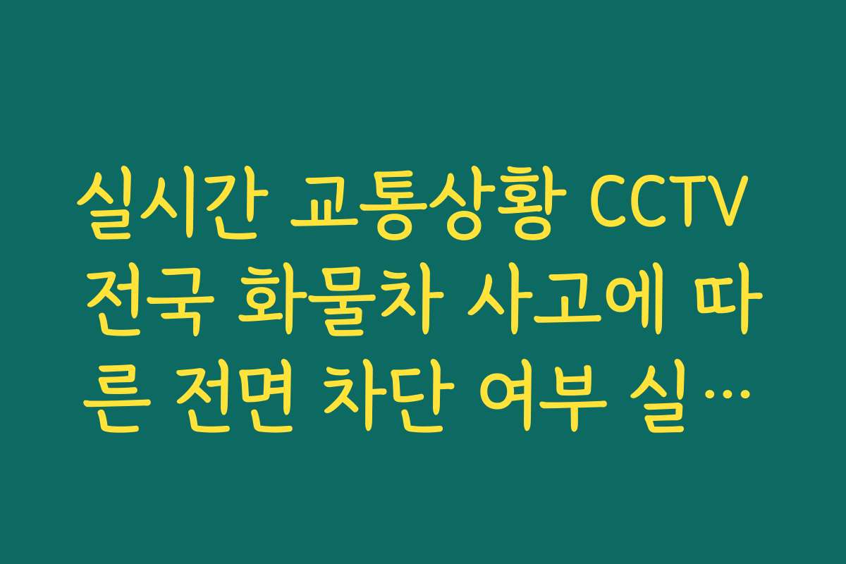 실시간 교통상황 CCTV 전국 화물차 사고에 따른 전면 차단 여부 실시간 확인