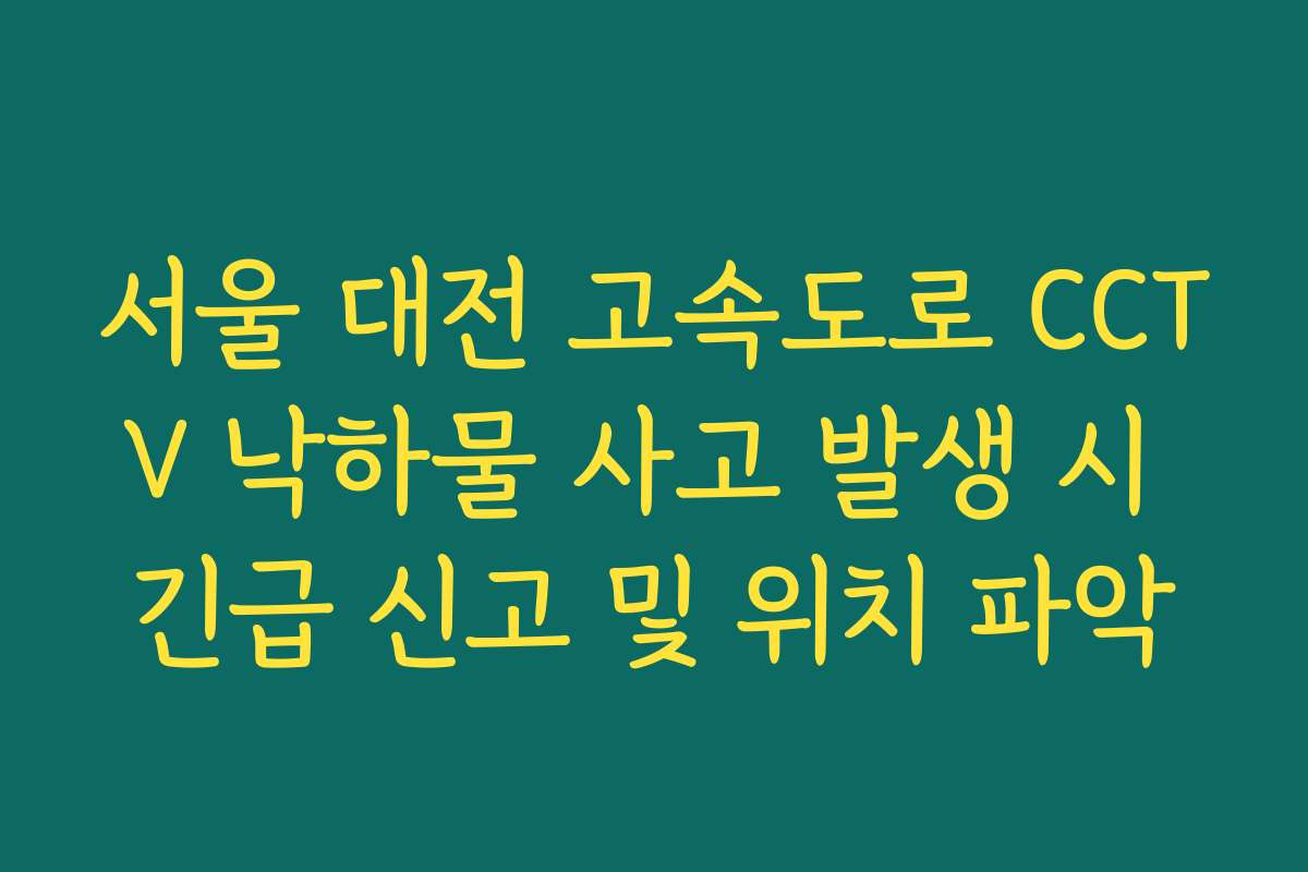 서울 대전 고속도로 CCTV 낙하물 사고 발생 시 긴급 신고 및 위치 파악
