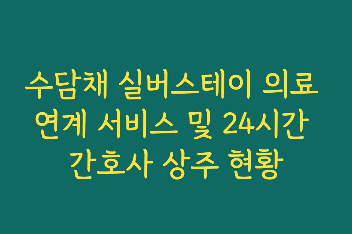 수담채 실버스테이 의료 연계 서비스 및 24시간 간호사 상주 현황