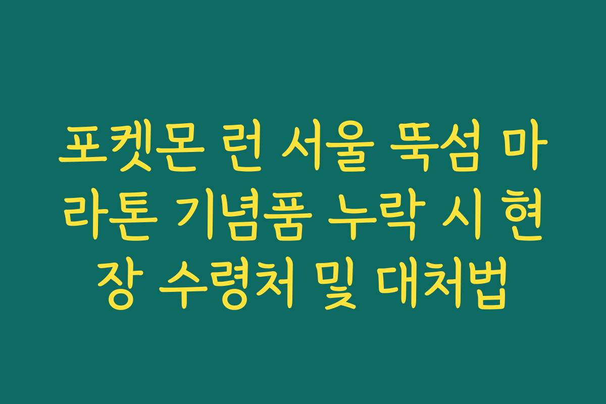 포켓몬 런 서울 뚝섬 마라톤 기념품 누락 시 현장 수령처 및 대처법