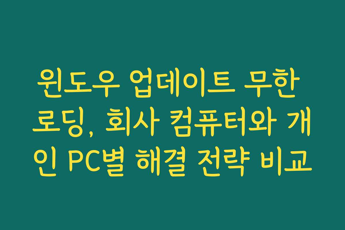 윈도우 업데이트 무한 로딩, 회사 컴퓨터와 개인 PC별 해결 전략 비교