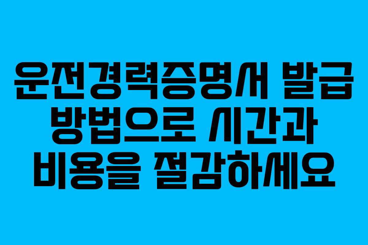 운전경력증명서 발급 방법으로 시간과 비용을 절감하세요