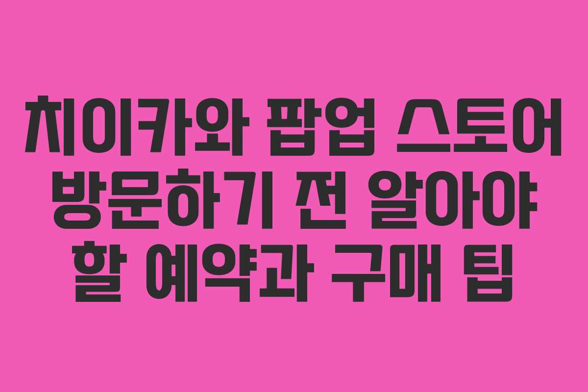치이카와 팝업 스토어 방문하기 전 알아야 할 예약과 구매 팁
