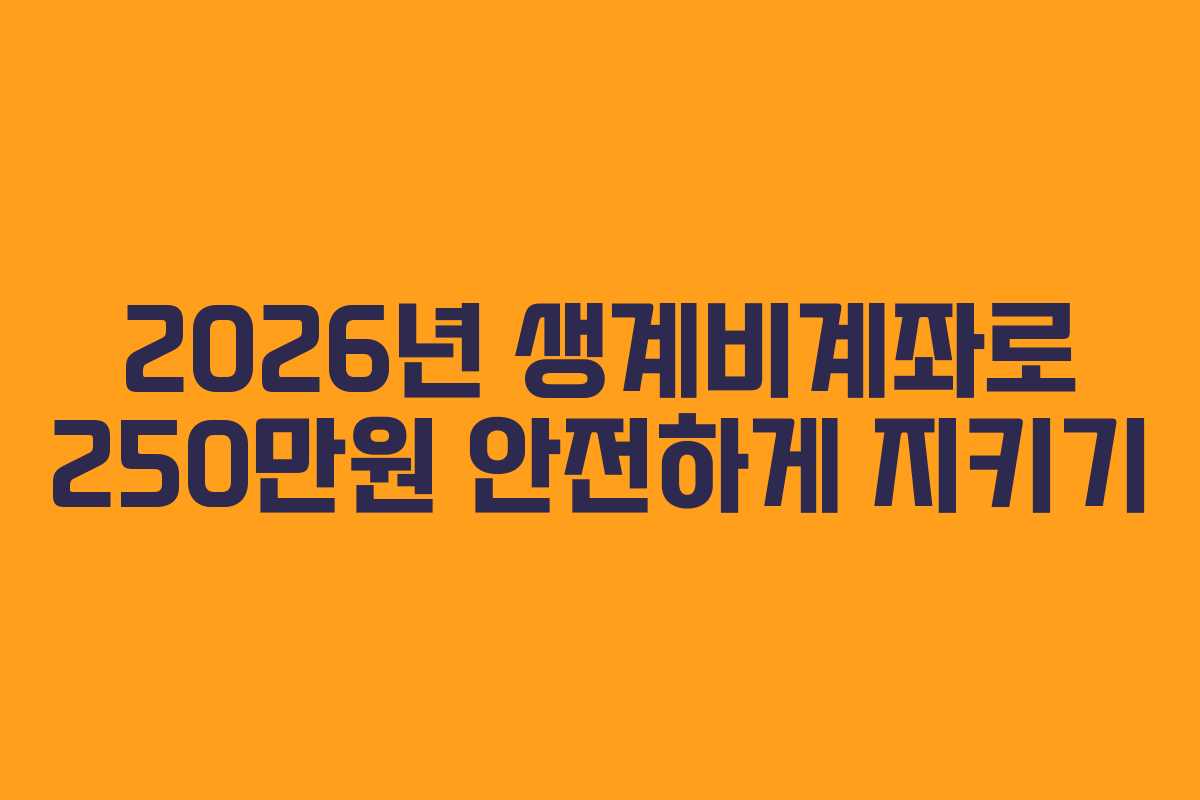2026년 생계비계좌로 250만원 안전하게 지키기