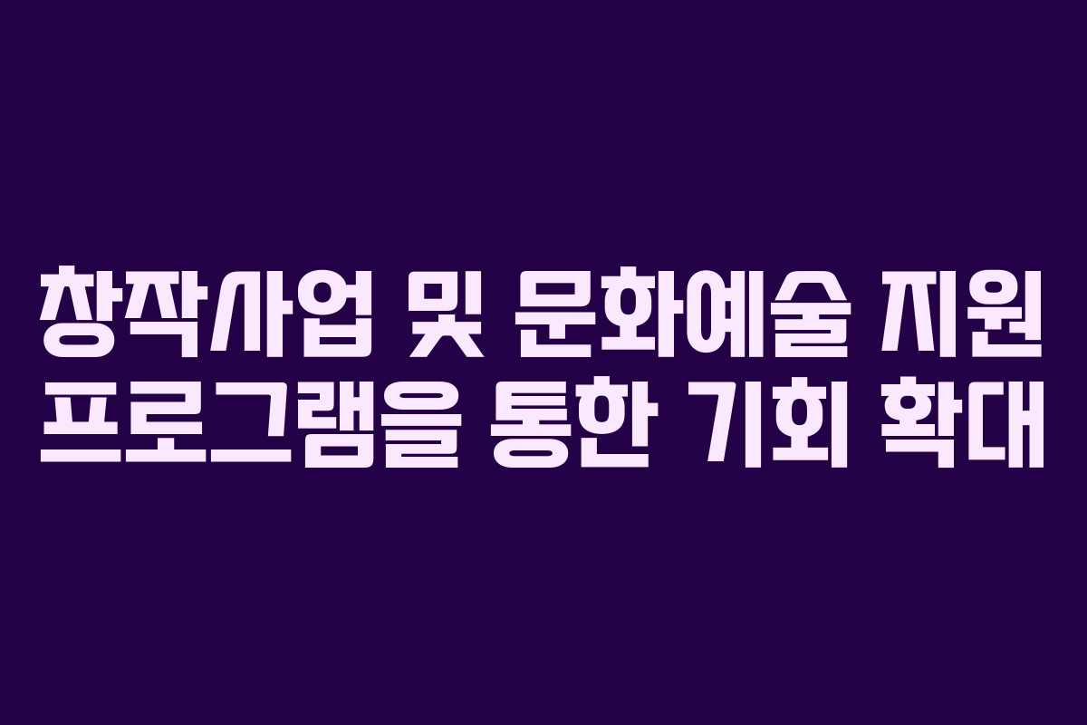 창작사업 및 문화예술 지원 프로그램을 통한 기회 확대