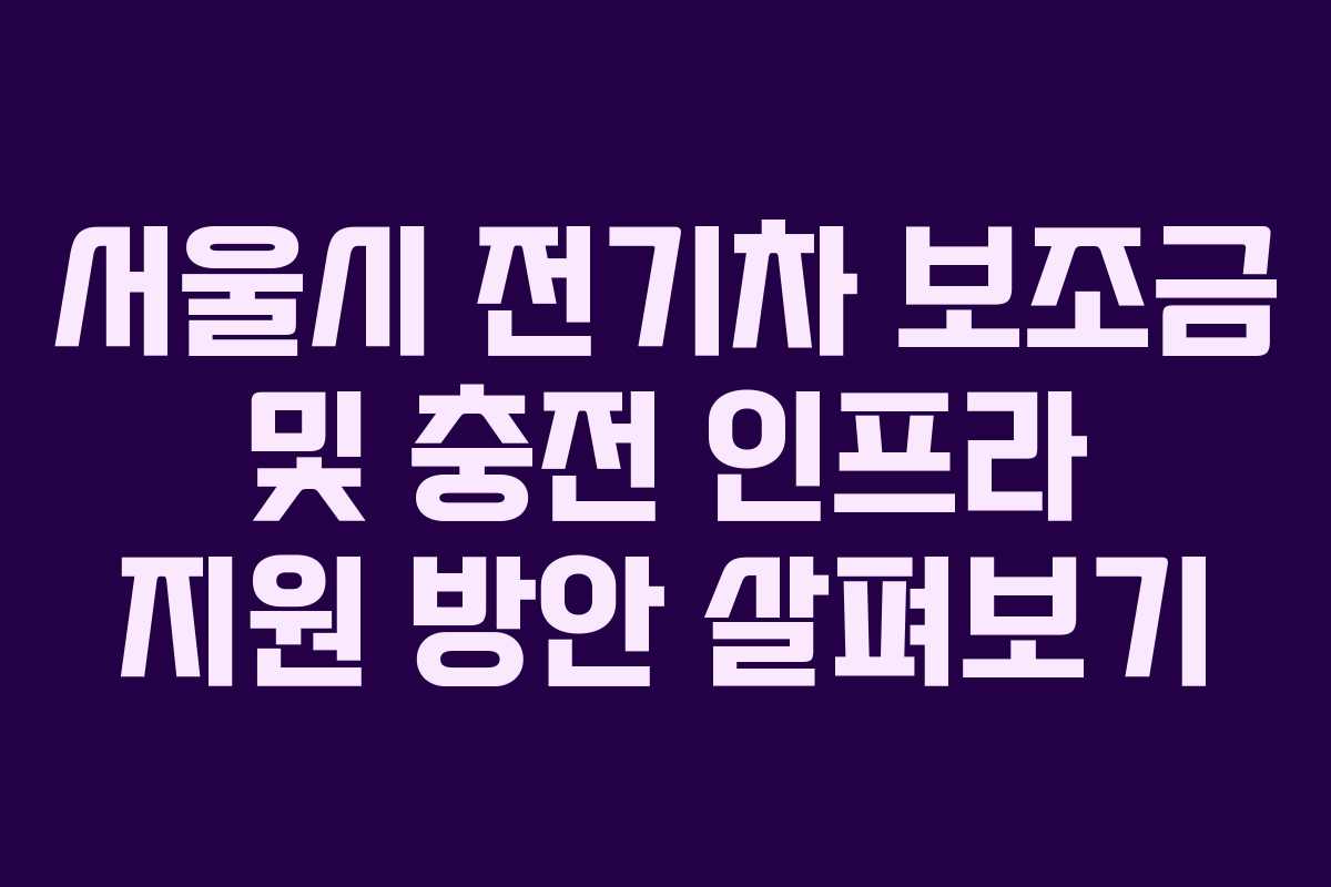 서울시 전기차 보조금 및 충전 인프라 지원 방안 살펴보기