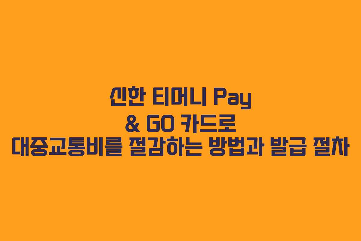 신한 티머니 Pay & GO 카드로 대중교통비를 절감하는 방법과 발급 절차