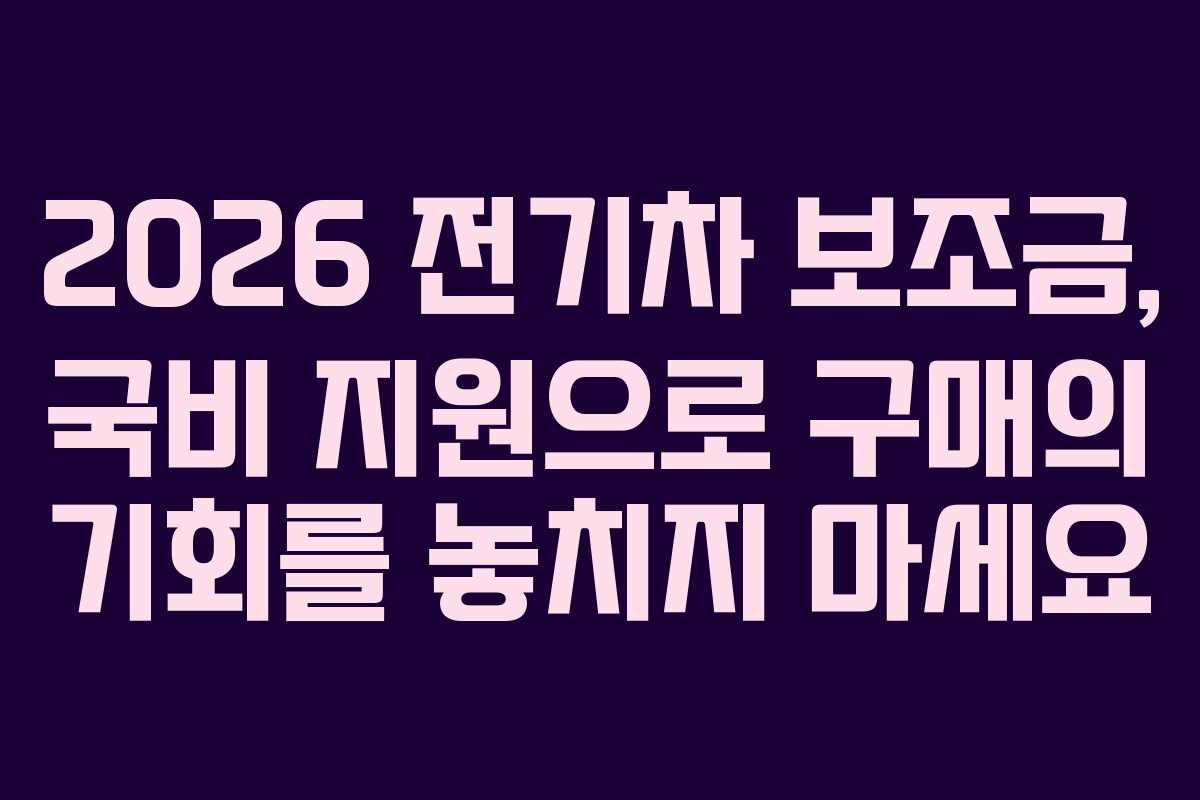 2026 전기차 보조금, 국비 지원으로 구매의 기회를 놓치지 마세요