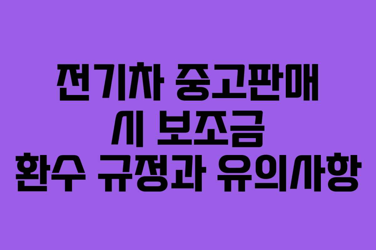 전기차 중고판매 시 보조금 환수 규정과 유의사항