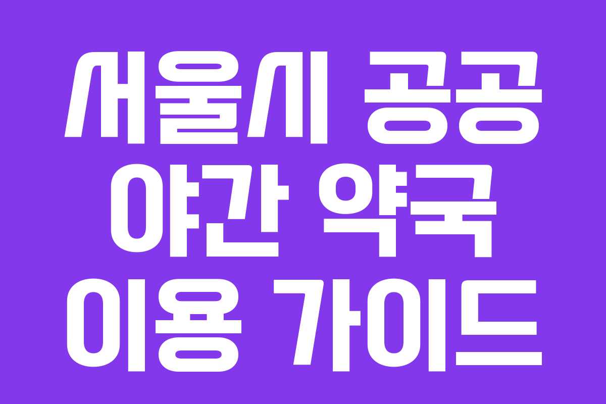 서울시 공공 야간 약국 이용 가이드