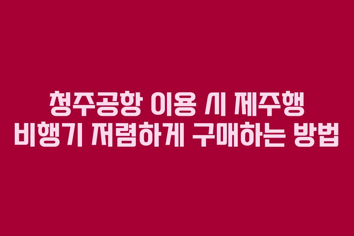 청주공항 이용 시 제주행 비행기 저렴하게 구매하는 방법