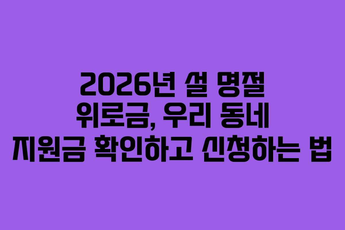 2026년 설 명절 위로금, 우리 동네 지원금 확인하고 신청하는 법