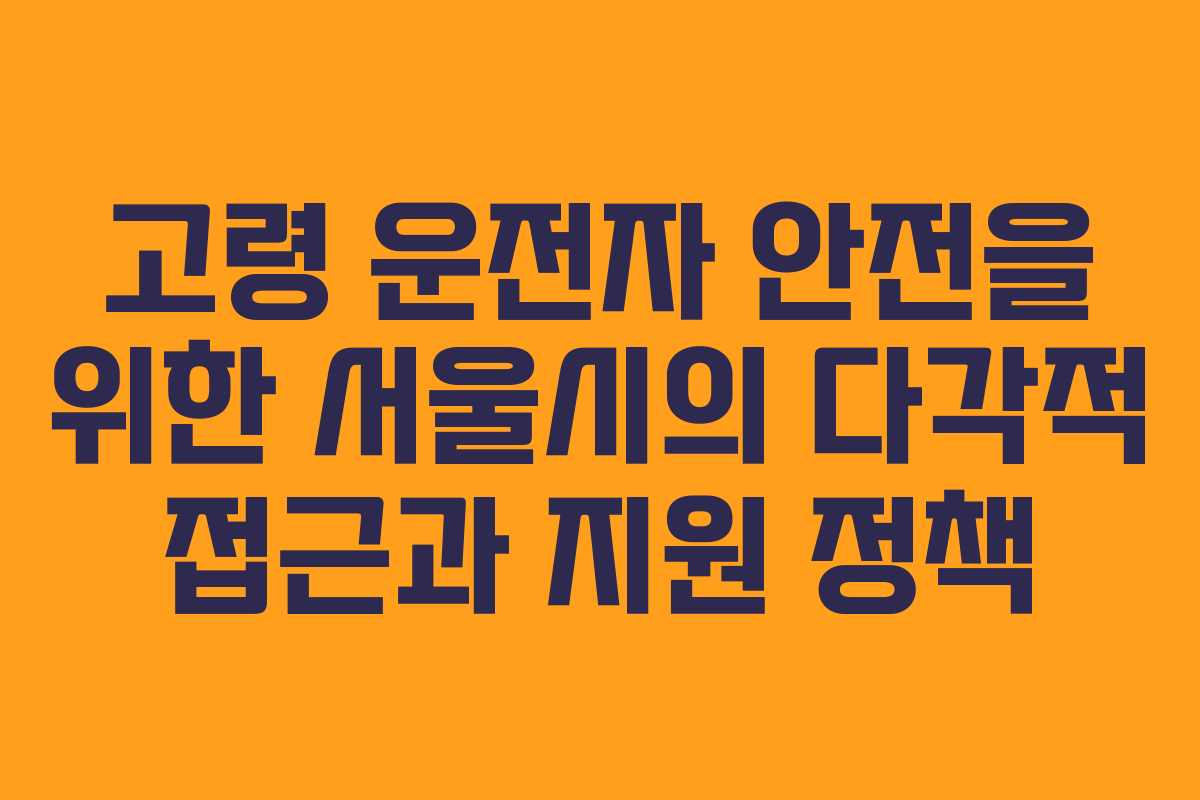 고령 운전자 안전을 위한 서울시의 다각적 접근과 지원 정책