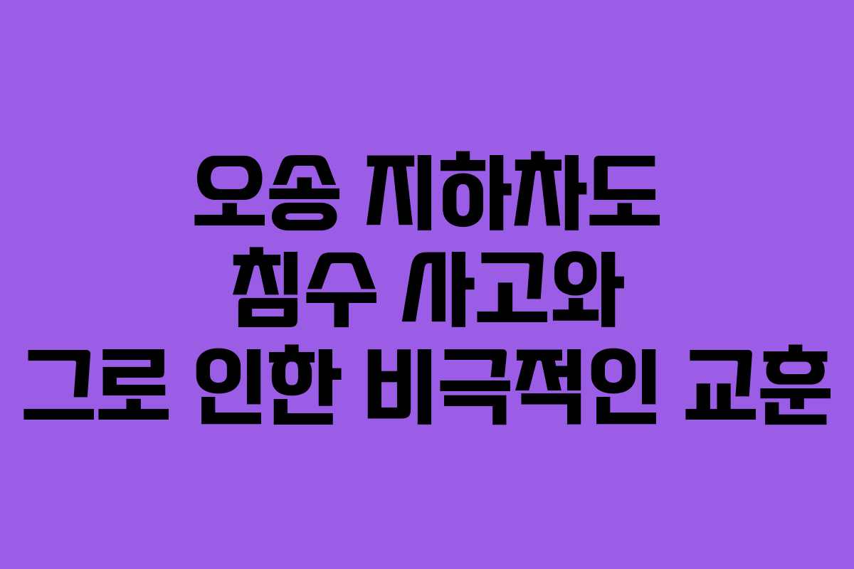 오송 지하차도 침수 사고와 그로 인한 비극적인 교훈