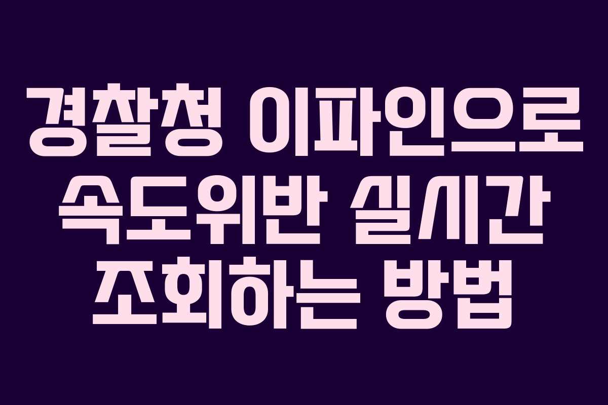경찰청 이파인으로 속도위반 실시간 조회하는 방법