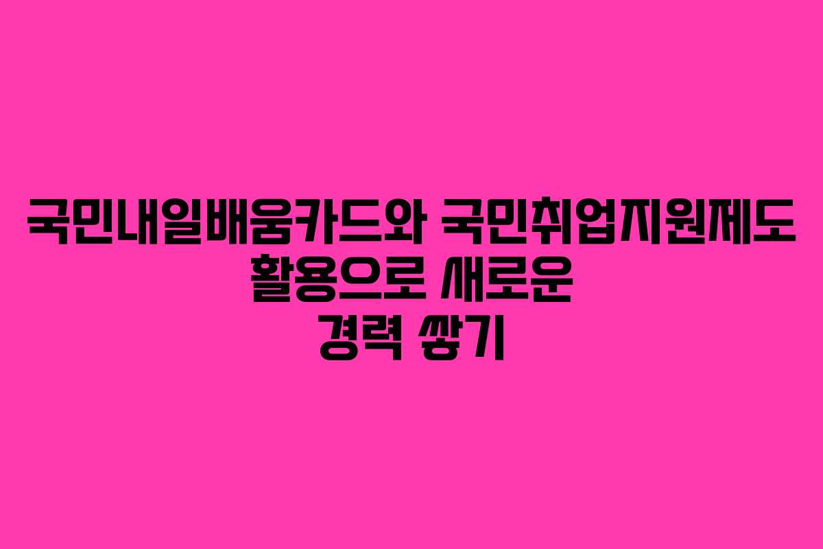 국민내일배움카드와 국민취업지원제도 활용으로 새로운 경력 쌓기